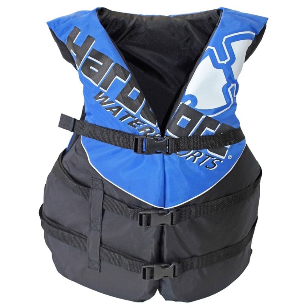 Sporty Blue and Black Life Vest with Adjustable Straps